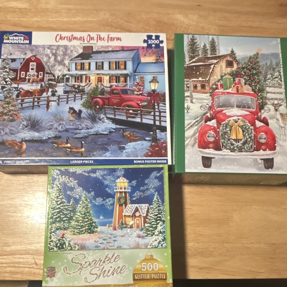 Christmas Puzzle Pack #1 of 3, with Poster, White Mountain & Master Pieces